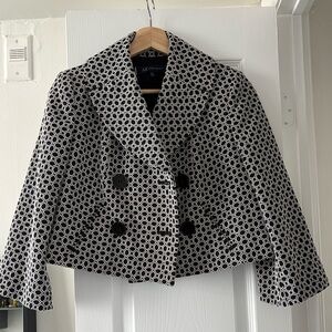 Anne Klein Black and White Patterned Pea Coat